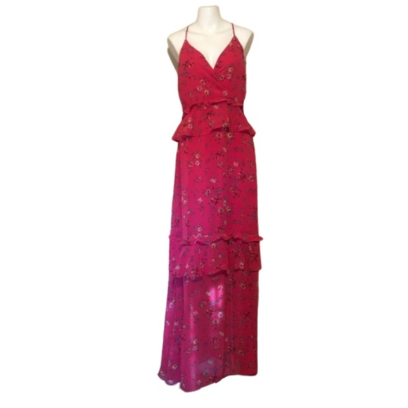 Lulus Dresses & Skirts - Lulus Fuchsia Pink Floral Ruffled Maxi